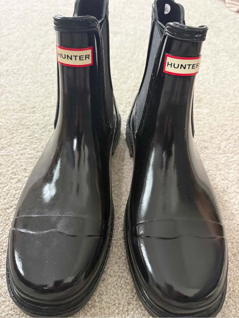 Hunter Black Gloss Chelsea Ankle Rain Boots